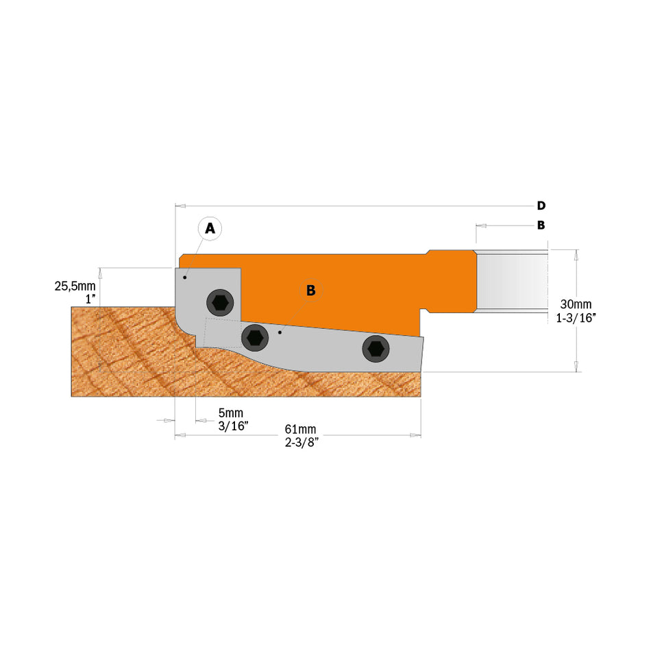 CMT Freză de tăblie cu plăcuțe interschimbabile 183x30