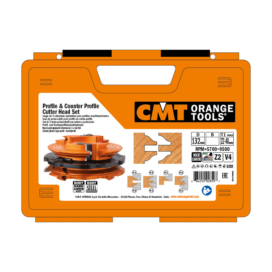 CMT Set freze profil-contraprofil pentru uși de interior 132x30 Z2+4