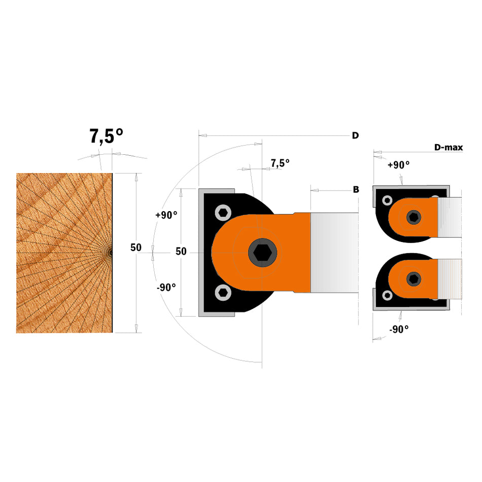 CMT Freză reglabilă in unghi între -90° si + 90° 160x30
