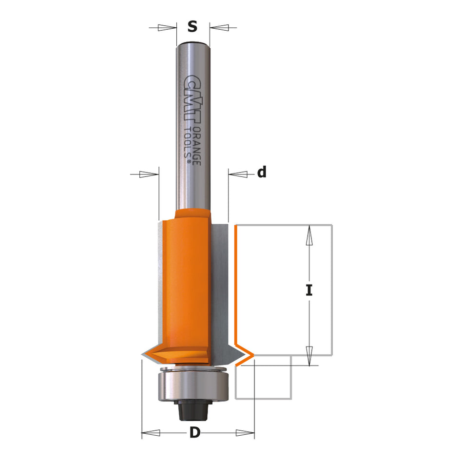 CMT Freză de curățare cu cuțite din carbură în V cu rulment, D=12,7/19x25,4; S=6-12,7