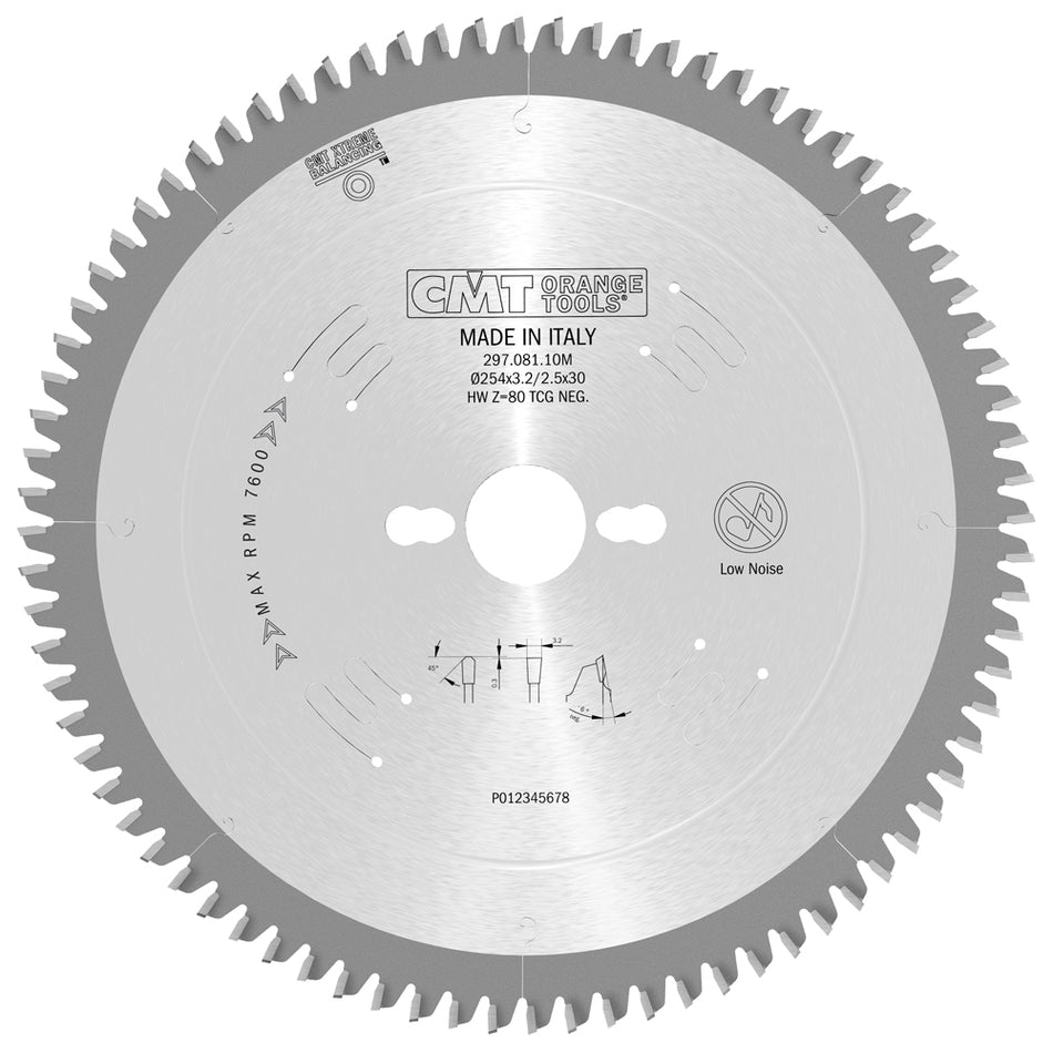 CMT Pânză circulară pentru tăiere panouri melaminate, materiale neferoase și pvc D=250-500 B=32