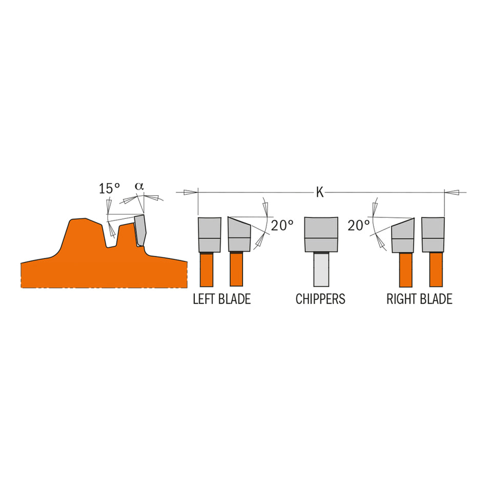 CMT Set special DADO , pentru nuturi 203x15,87 Z12