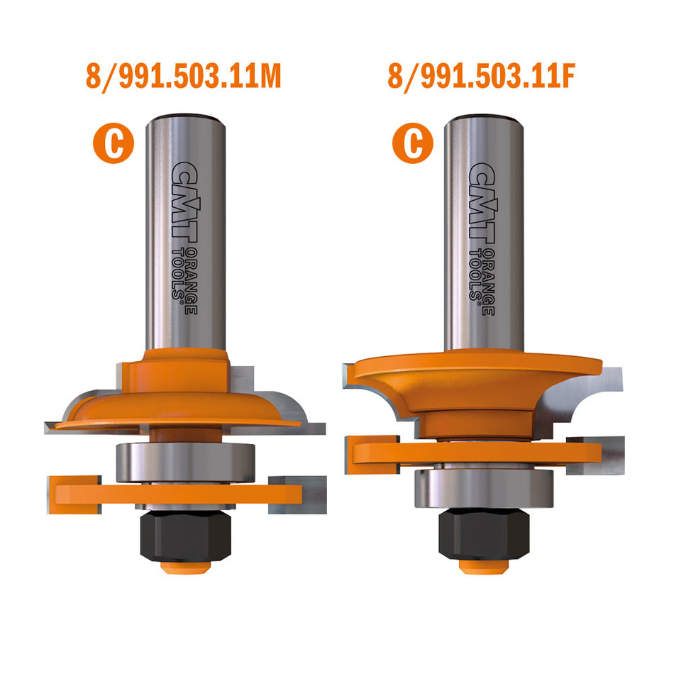 CMT Set freză din carbură profil-contraprofil, pentru materiale subțiri, profil 'C' , S=12-12,7