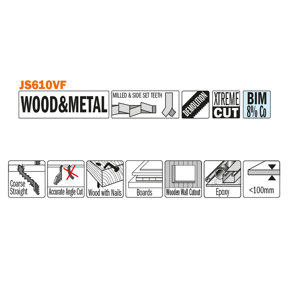 CMT Pânză de fierăstrău sabie industrial pentru lucrări de reparare si demolare I = 130x22  JS610VF-5