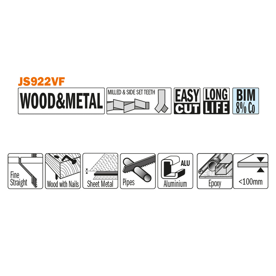 CMT Pânză de fierăstrău sabie industrial pentru lemn și metal I = 130x19   JS922VF