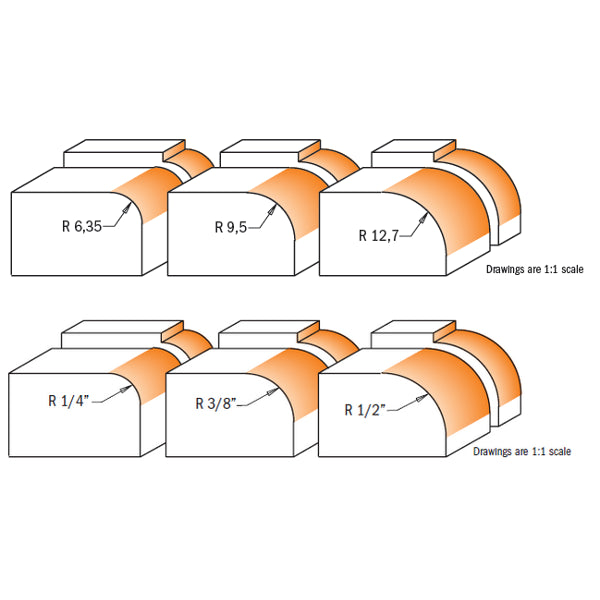 CMT Set freze de rotunjit margini cu rulment, S=6,35/12.7