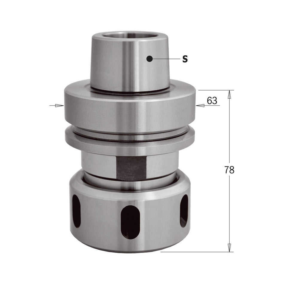 Mandrină cu piesă elastică „DIN6388” conexiune HSK-63F