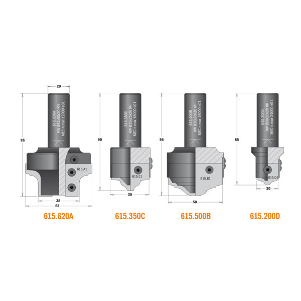 CMT Set de freze profilate pentru uși mobilier din MDF       615.004.01