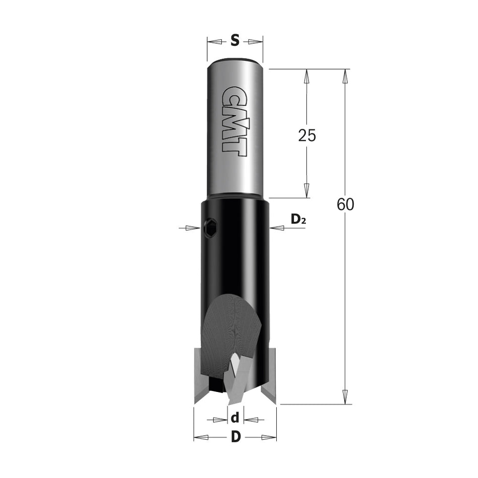 CMT Coadă adaptor burghiu-adâncitor la 90°placat cu carbură