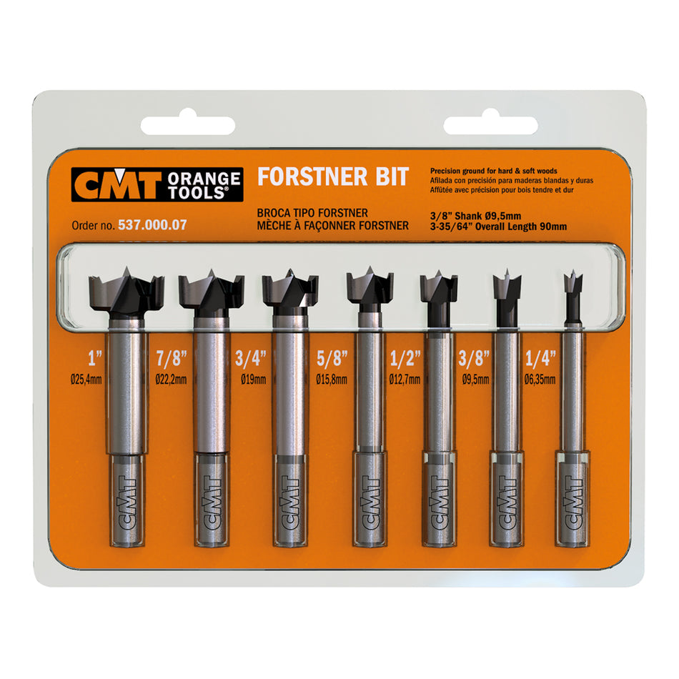 Set de 7 burghie cu coadă cilindrică tip Forstner 537.000.07