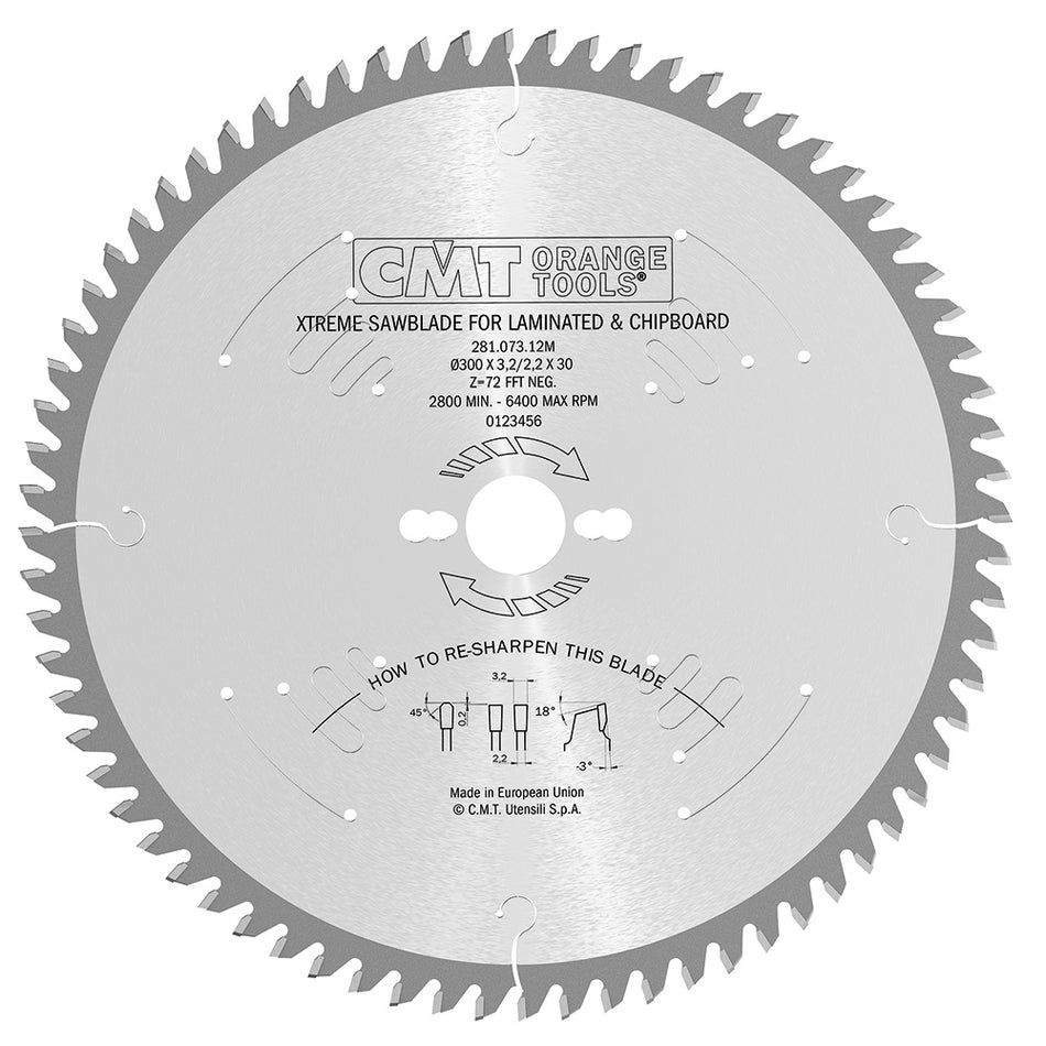 CMT Pânză circulară cromată pentru formatizat pal, placaj D=220-300 B=30